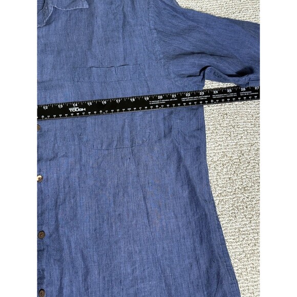 Jos A Bank Button Down Men’s Large Linen Blue Short Sleeve - Picture 5 of 6